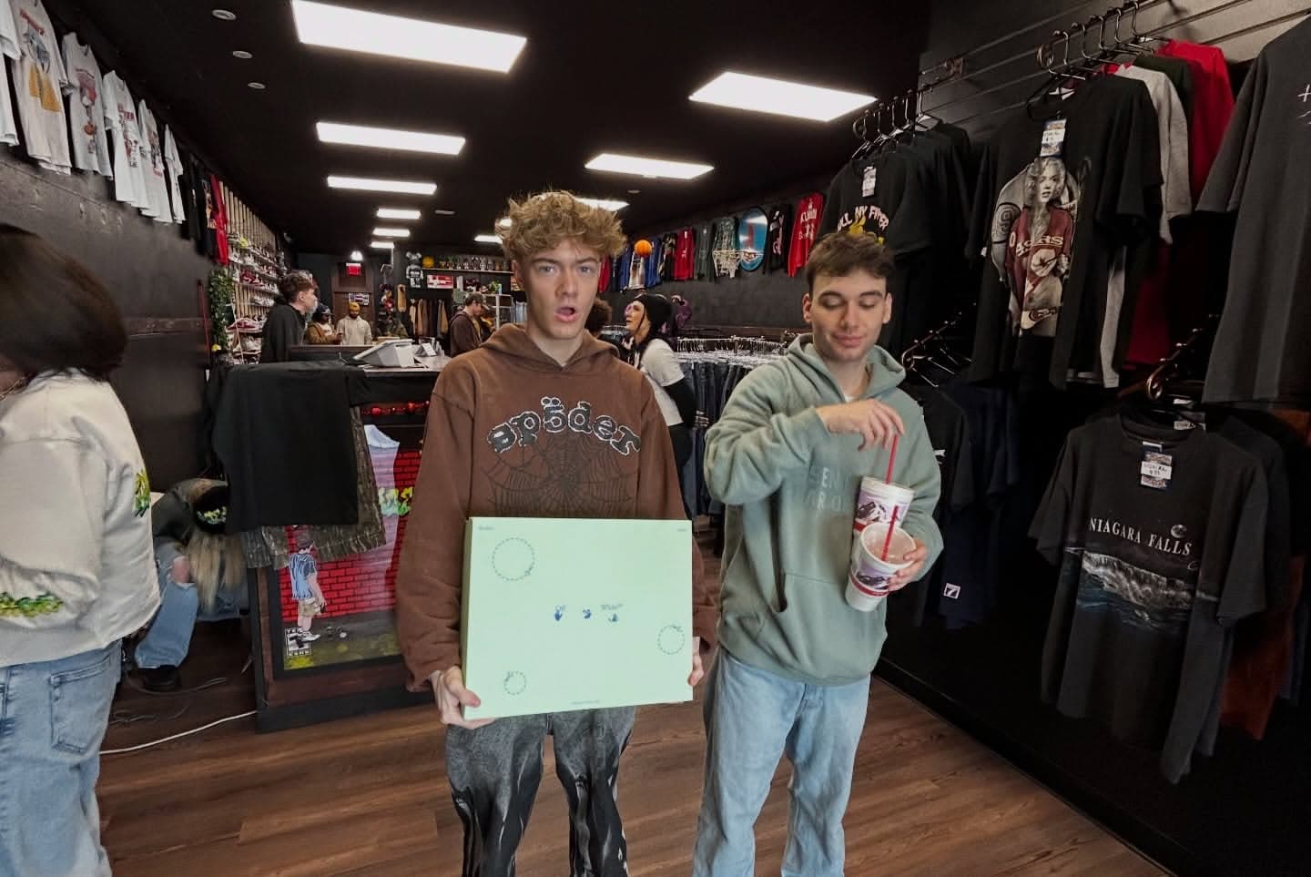 Happy customers leaving